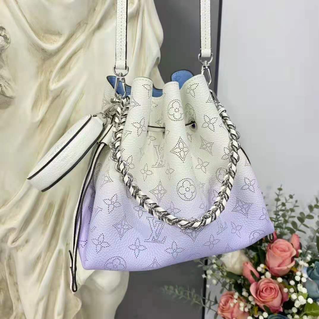 Louis Vuitton LV Women Bella Bucket Bag Gradient Blue Mahina Perforated Calf Leather