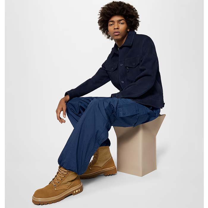 Louis Vuitton Unisex LV Ranger Ankle Boot Beige Nubuck Calf Leather Monogram Denim