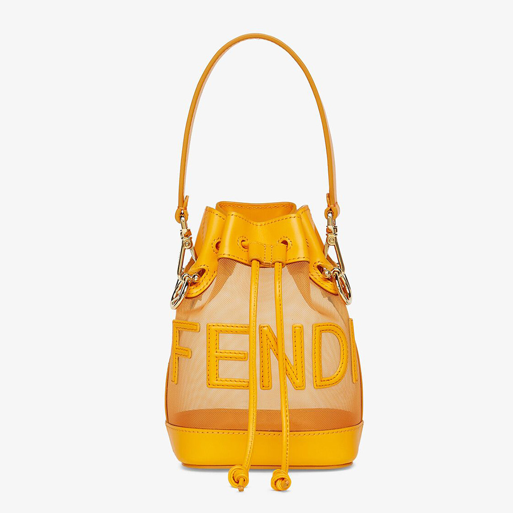 Fendi Women Mon Tresor Leather and Mesh Mini-Bag-Orange