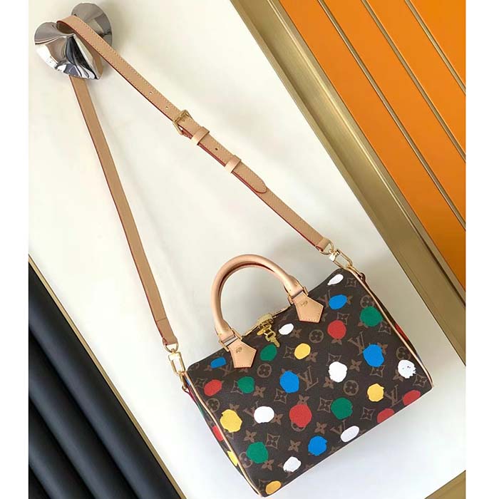Louis Vuitton Unisex LVxYK Speedy Bandoulière 25 Monogram Coated Canvas 3D Painted Dots Print