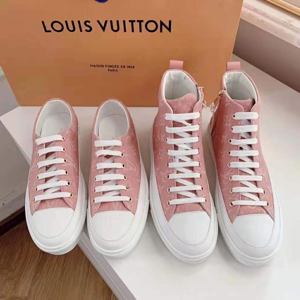 Louis Vuitton LV Women Stellar Sneaker Boot in Pink Monogram Denim