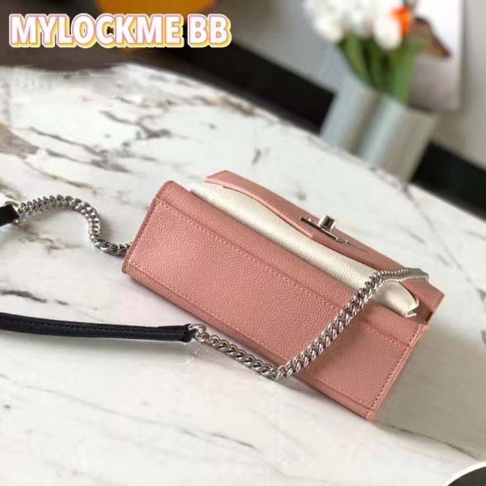 Louis Vuitton LV Women Mylockme Chain Bag Rose Trianon Pink Grained Calf Leather
