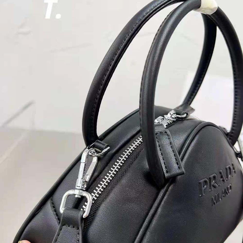 Prada Women Leather Prada Triangle Bag-Black
