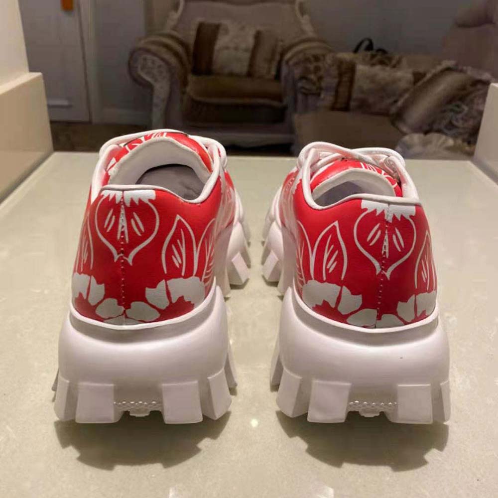 Prada Women Printed Nylon Sneakers-Red