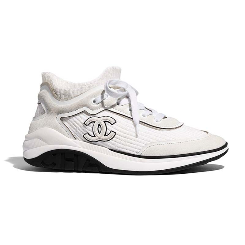 Chanel Women Velvet Calfskin & Mixed Fibers Sneakers-Grey