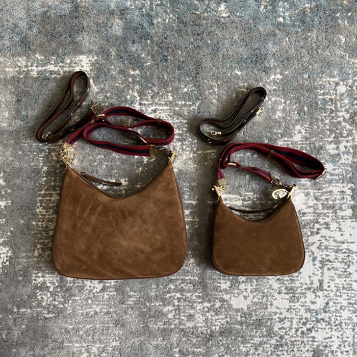 Gucci Women Attache Large Shoulder Bag Dark Brown Suede