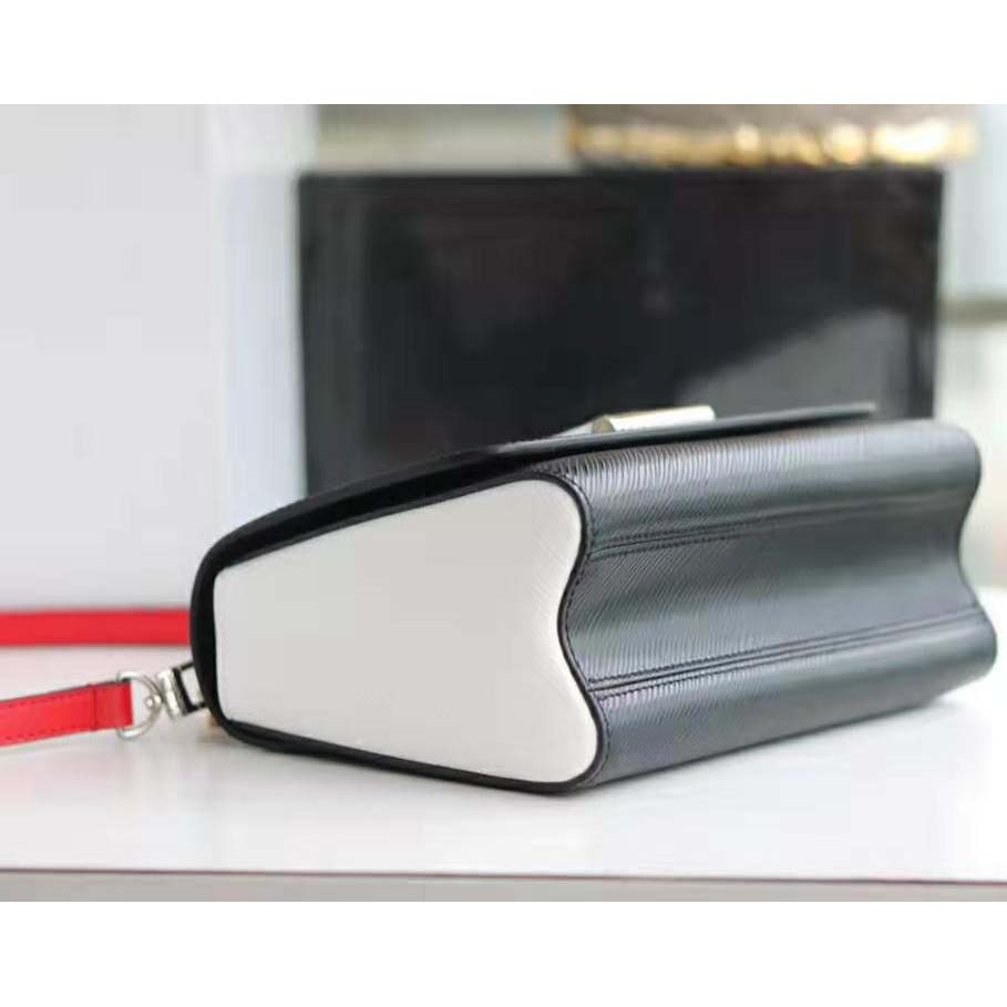 Louis Vuitton LV Women Twist MM LV Love Lock Charms Handbag in Epi Cowhide Leather-Black