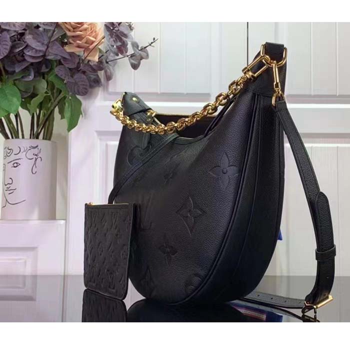 Louis Vuitton LV Women Loop Hobo Black Monogram Empreinte Embossed Grained Cowhide Leather