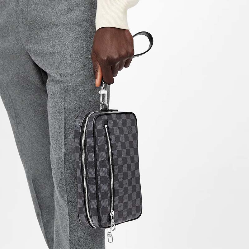 Louis Vuitton LV Unisex Kasai Clutch Grey Damier Graphite Canvas