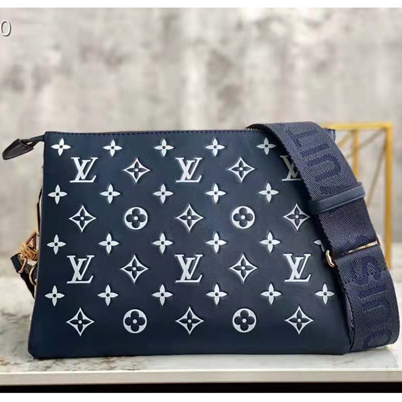 Louis Vuitton LV Unisex Coussin PM Handbag Navy Blue Denim-Printed Lambskin
