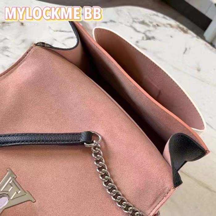 Louis Vuitton LV Women Mylockme Chain Bag Rose Trianon Pink Grained Calf Leather