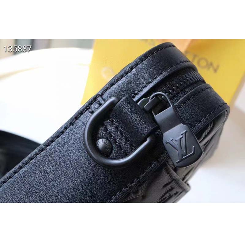 Louis Vuitton LV Unisex Duo Messenger Black Monogram Shadow Calf Leather