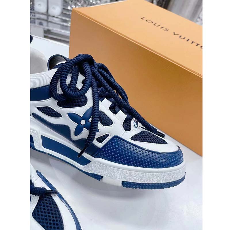 Louis Vuitton Unisex LV Trainer Sneaker Black Monogram Denim Rubber Outsole Flowers