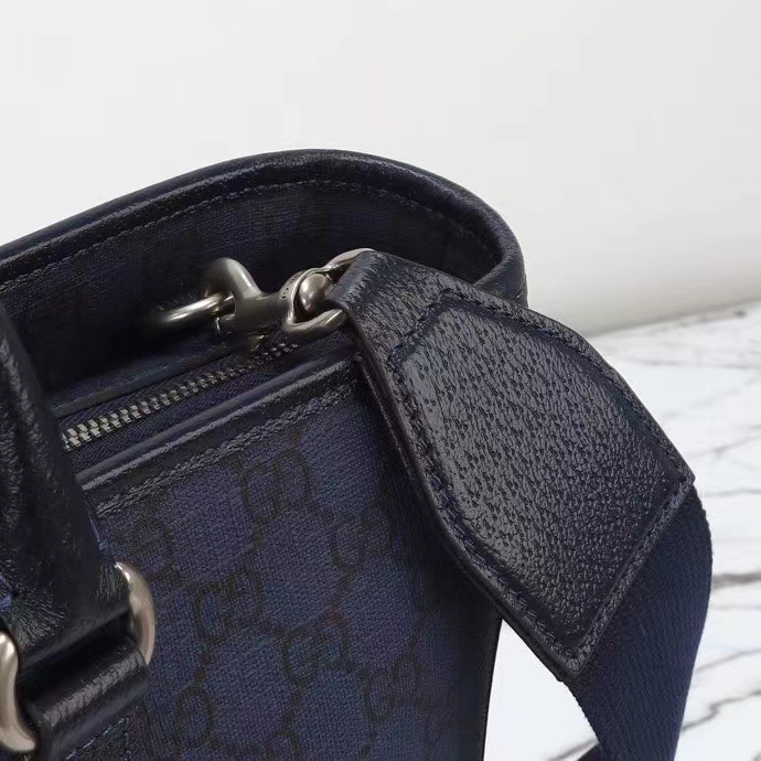 Gucci GG Unisex Ophidia Medium Tote Bag Blue Black GG Supreme Tender Canvas