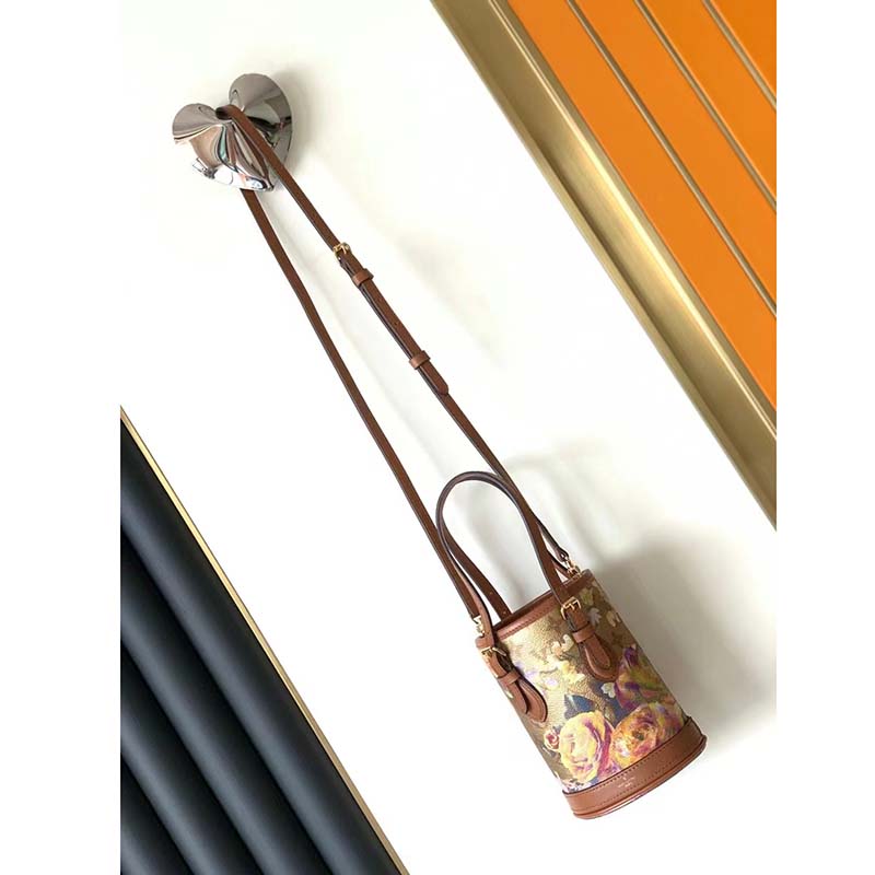 Louis Vuitton LV Women Nano Bucket Gold Coated Canvas Cowhide Leather