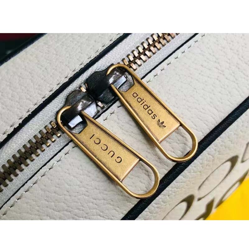 Gucci Unisex GG Adidas x Gucci Small Shoulder Bag White Leather Green Red Web