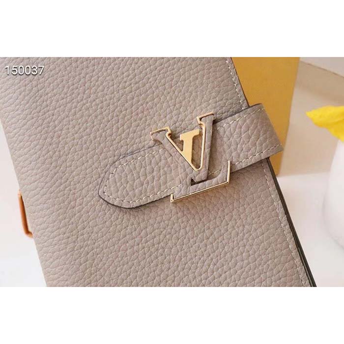 Louis Vuitton LV Unisex Vertical Wallet Galet Beige Aquamarine Blue Taurillon Cowhide Leather