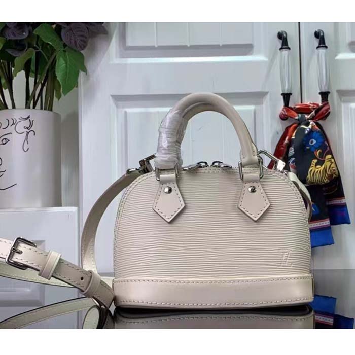 Louis Vuitton LV Women Nano Alma Handbag Quartz White Epi Grained Cowhide Leather
