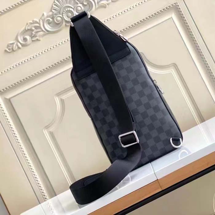 Louis Vuitton LV Unisex Avenue Sling Bag Grey Damier Graphite Coated Canvas Cowhide