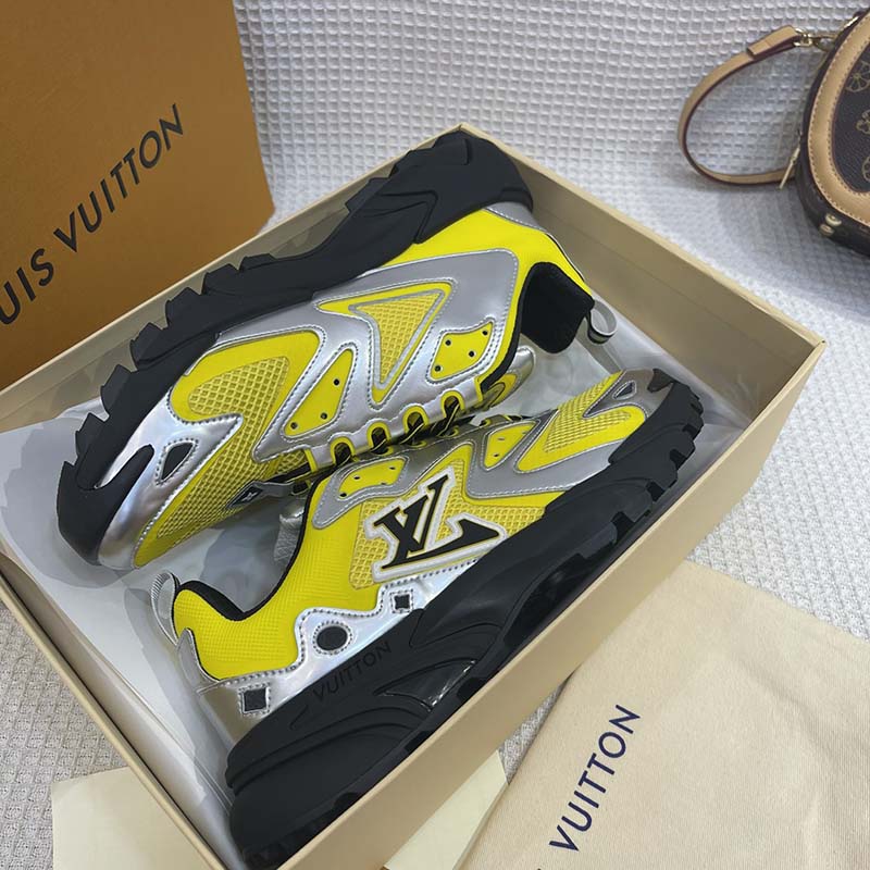 Louis Vuitton Unisex LV Runner Tatic Sneaker Yellow Mix Materials Rubber Monogram Flowers