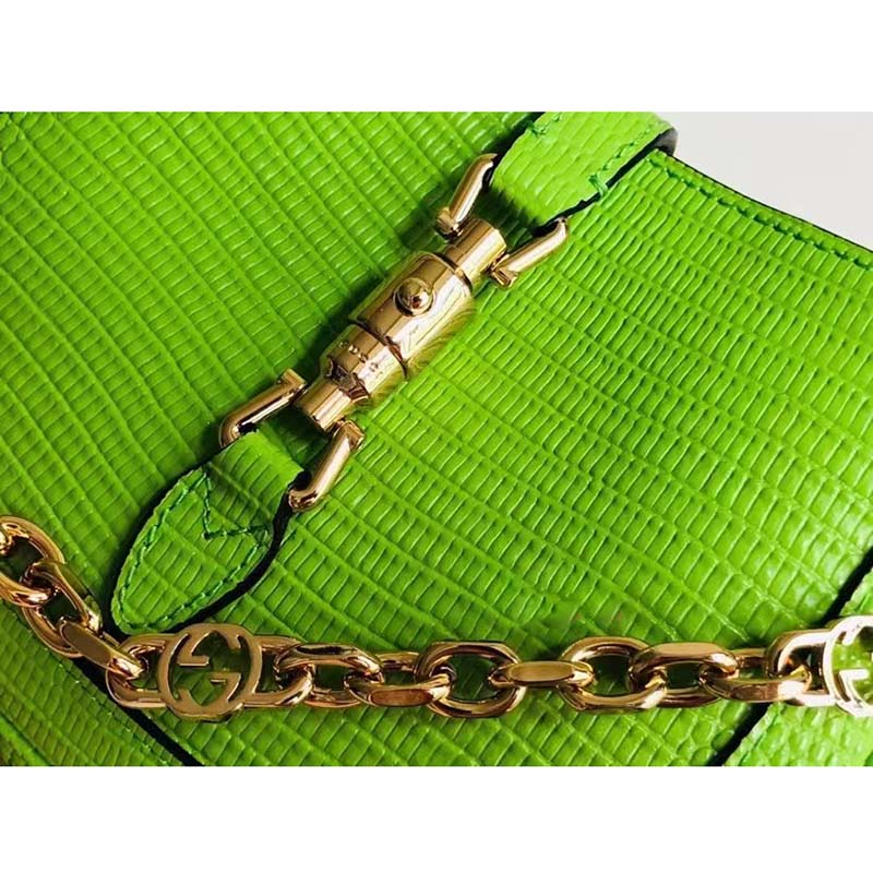 Gucci Women GG Jackie 1961 Lizard Mini Bag Pastel Green Lizard