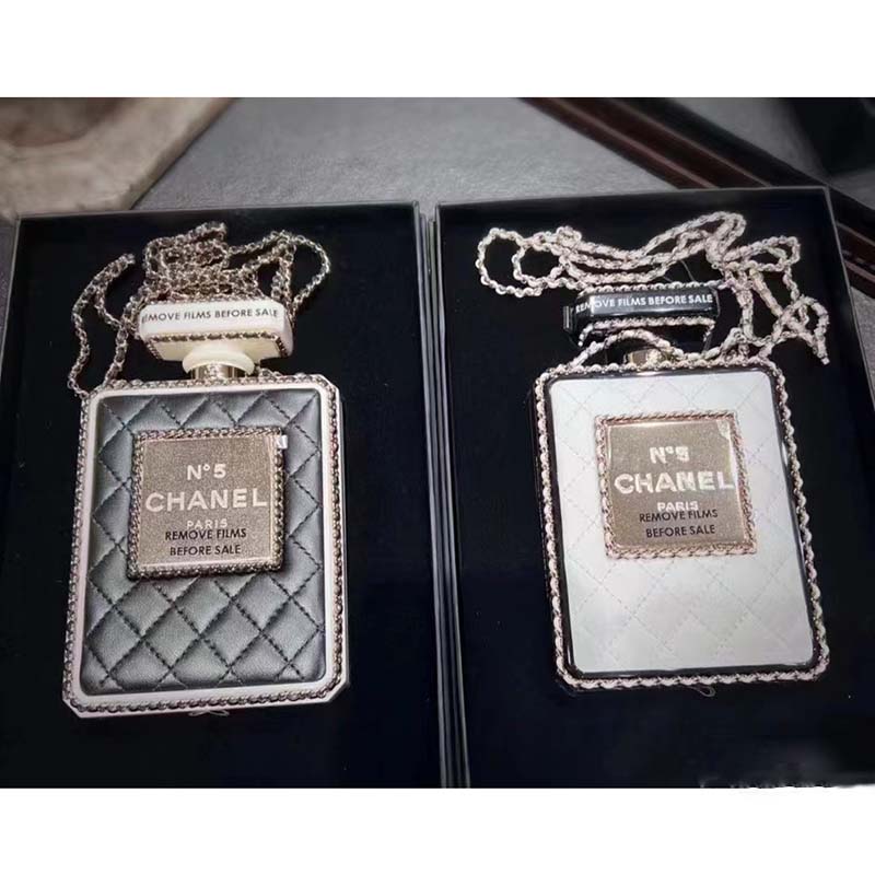 Chanel Women CC Evening Bag Lambskin Plexi Gold-Tone Metal Black White