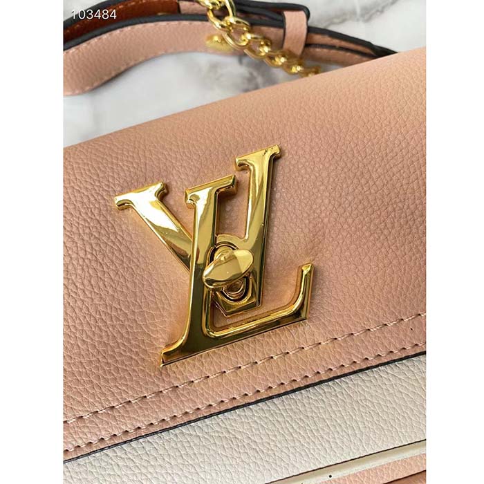 Louis Vuitton LV Women Lockme Tender Pochette Trianon Pink Quartz White Grained Calf