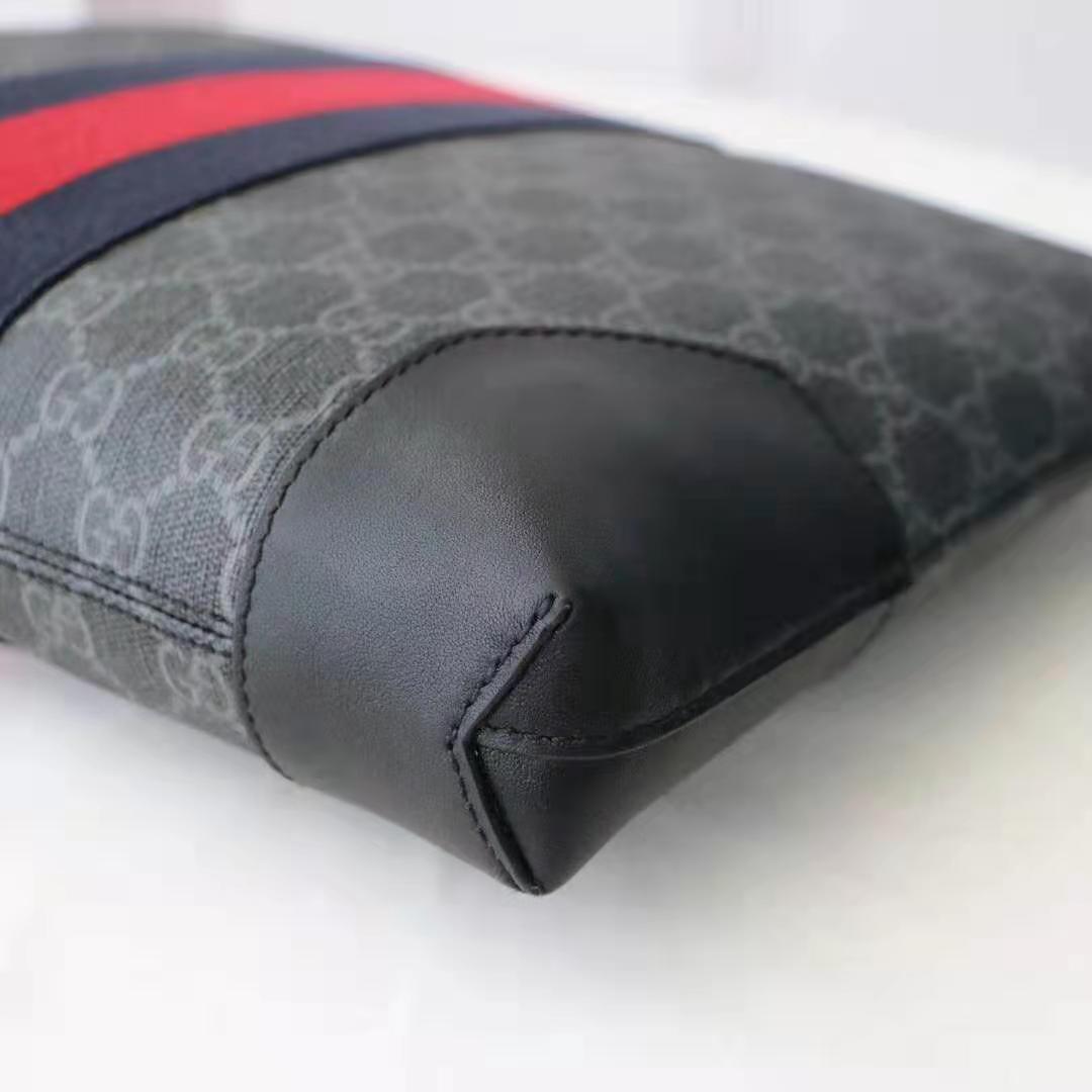 Gucci GG Men GG Black Messenger in Black/Grey GG Supreme Canvas