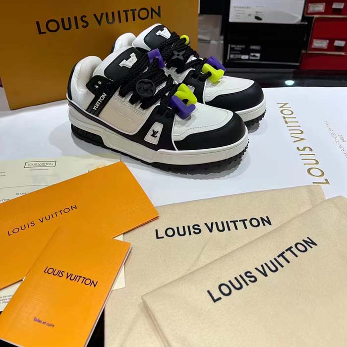 Louis Vuitton Unisex LV Trainer Maxi Sneaker Black Mix Materials Textile Laces Signature Rubber