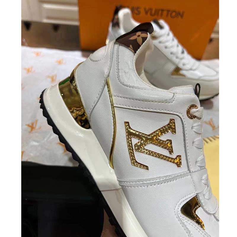 Louis Vuitton LV Unisex Run Away Sneaker White Calf Leather Monogram Canvas