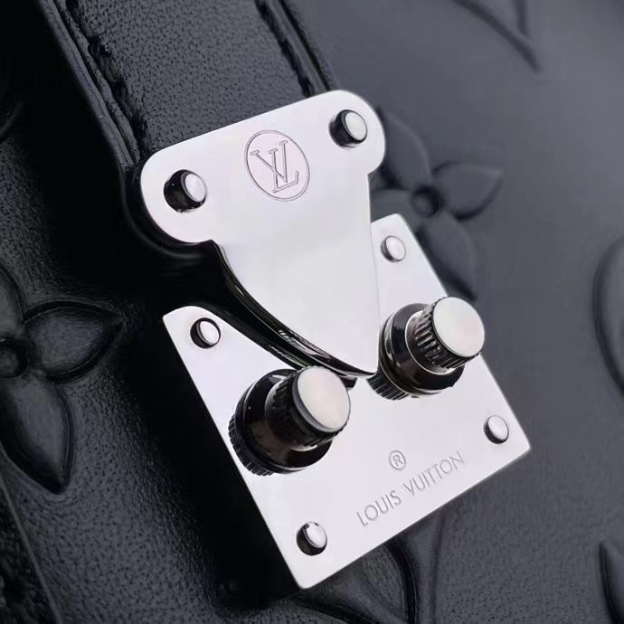 Louis Vuitton LV Women Side Trunk PM Handbag Petite Malle Black Calfskin