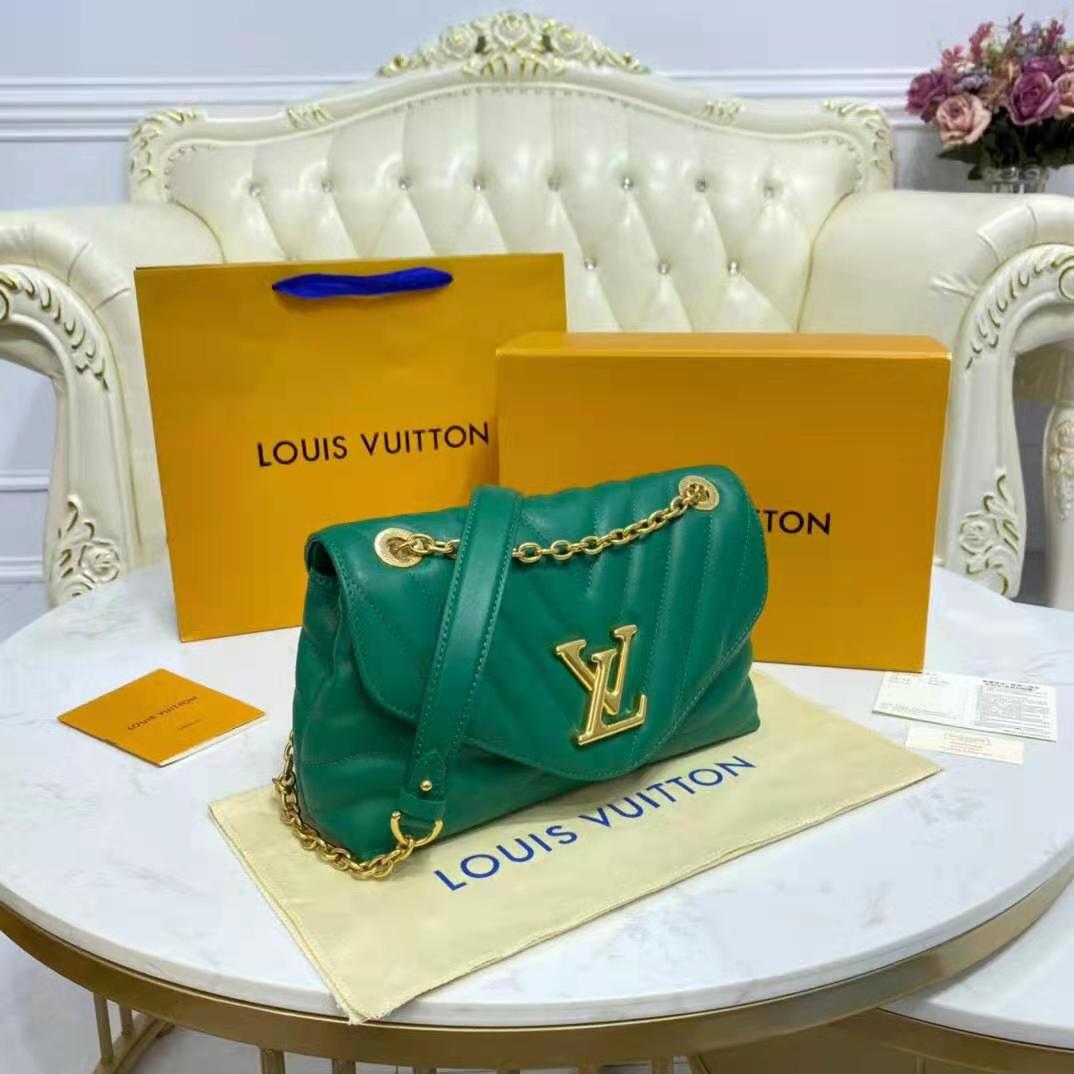 Louis Vuitton LV Women New Wave Chain Bag Handbag Emerald Green Smooth Cowhide Leather