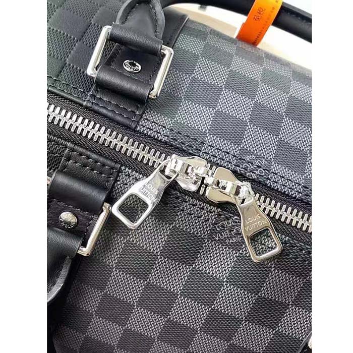 Louis Vuitton LV Unisex Keepall Bandoulière 50 Travel Bag Black Graphite Damier Infini Cowhide