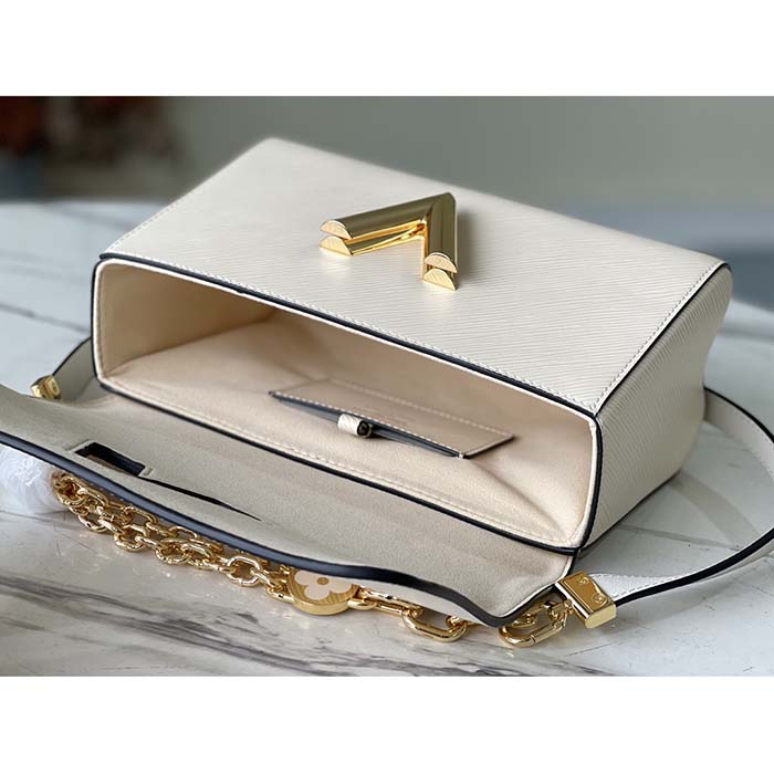 Louis Vuitton LV Women Twist MM Handbag Quartz White Epi Grained Leather