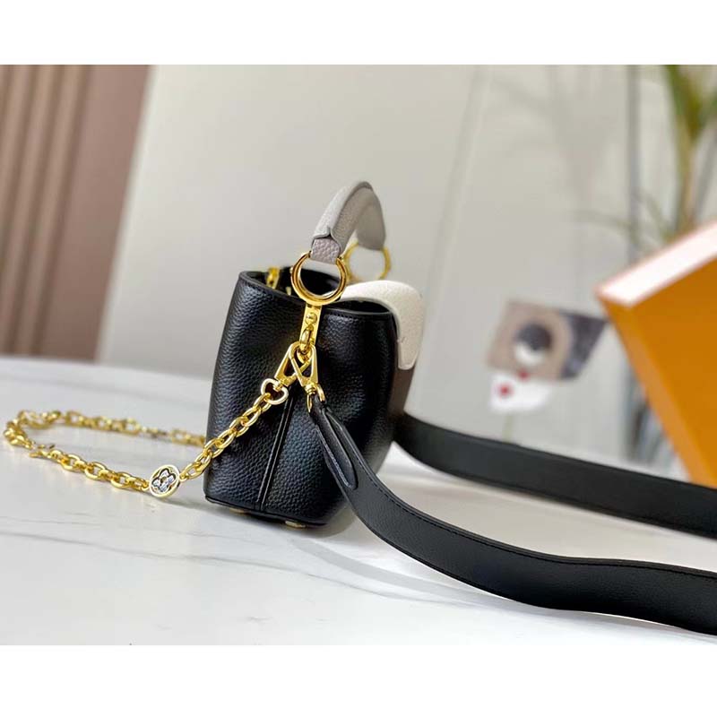 Louis Vuitton LV Women Capucines Mini Handbag Black Taurillon Leather