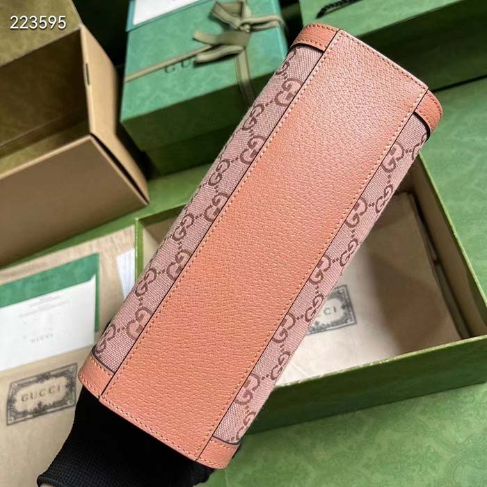 Gucci Women Ophidia GG Small Tote Bag Pink GG Canvas Leather Rose Gold Hardware