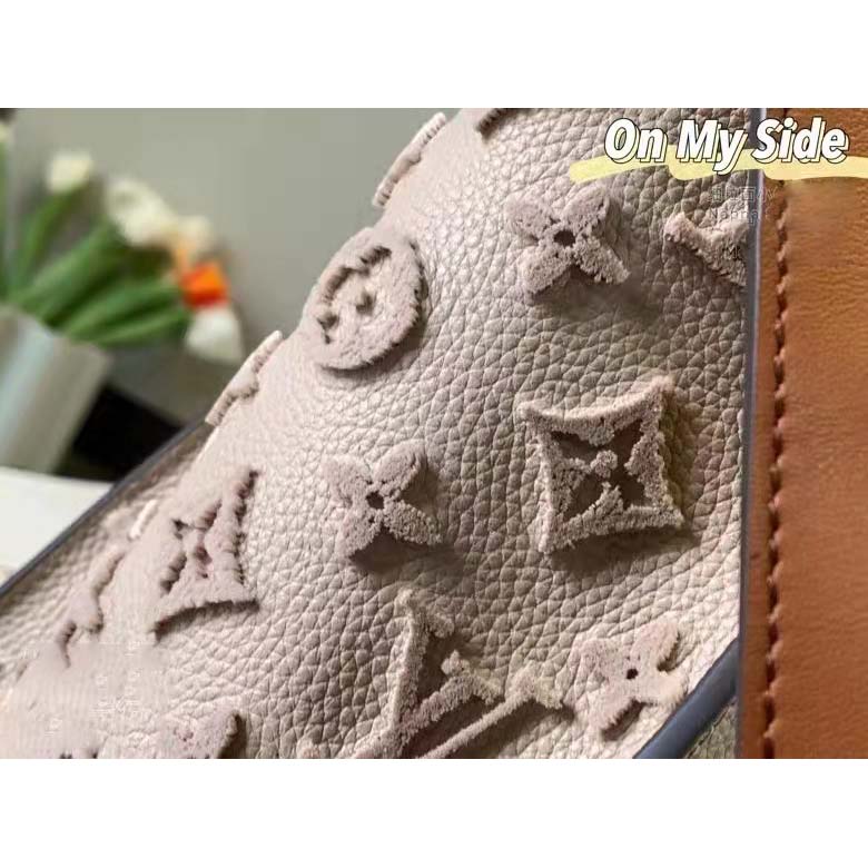 Louis Vuitton LV Women On My Side MM Tote Grey Twist Calfskin Monogram Nappa