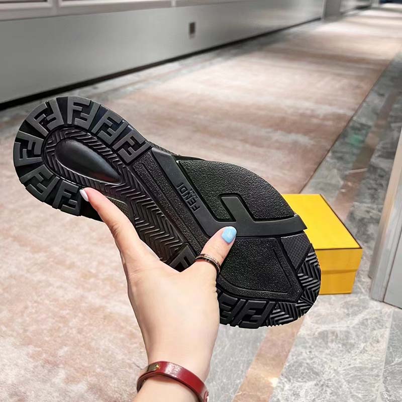 Fendi Unisex FF Fendi Flow Black Mesh Running Sneakers