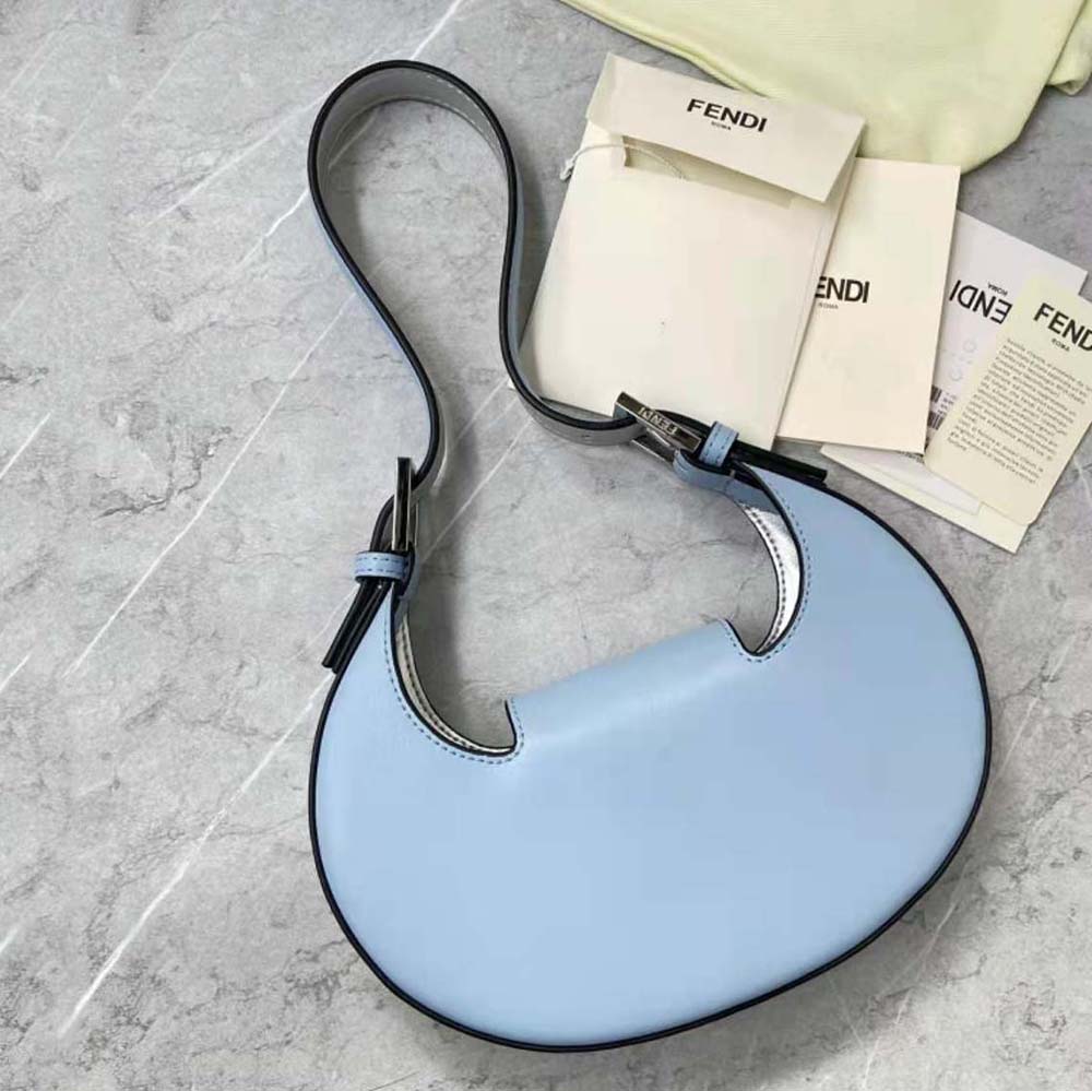 Fendi Women Cookie Light Blue Leather Mini Bag