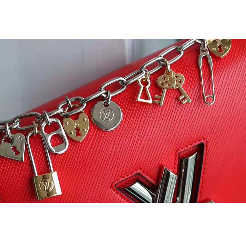 Louis Vuitton LV Women Twist PM LV Love Lock Charms Handbag in Epi Cowhide Leather-Red