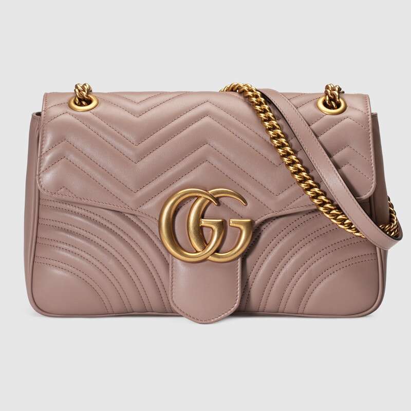 Gucci GG Women GG Marmont Medium Matelassé Shoulder Bag in Matelassé Chevron Leather
