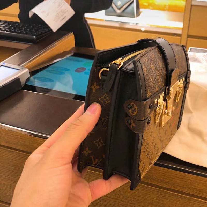 Louis Vuitton LV Women Trunk Clutch Handbag in Monogram and Monogram Reverse Canvas