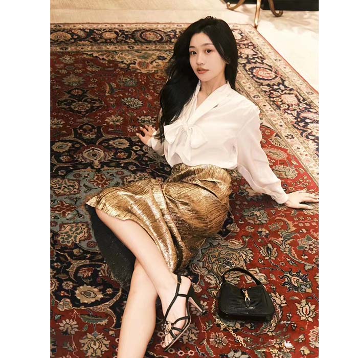 Gucci Women Crystal Interlocking G Sandal Black Braided Leather High 9 Cm Heel