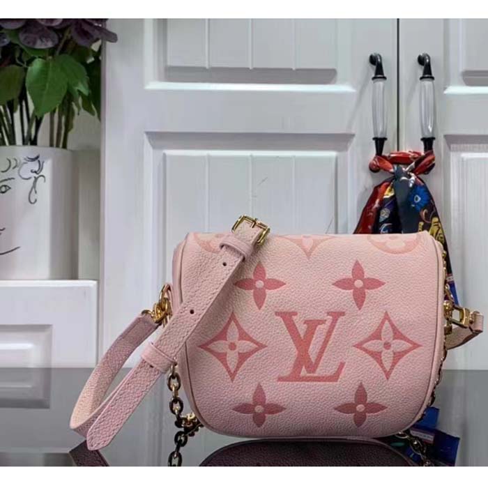 Louis Vuitton LV Women Mini Bumbag Monogram Pink Monogram Empreinte Embossed Supple Grained Cowhide