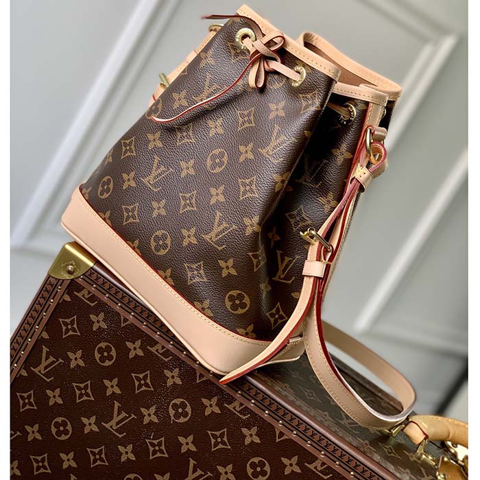 Louis Vuitton LV Women Noé BB Bucket Bag Monogram Coated Canvas Cowhide Leather