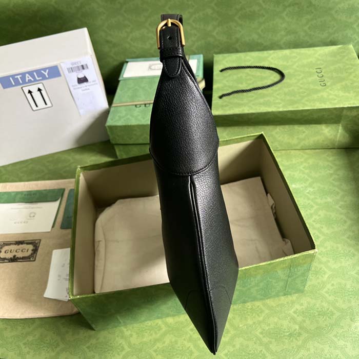 Gucci Women GG Aphrodite Medium Shoulder Bag Black Soft Leather Double G