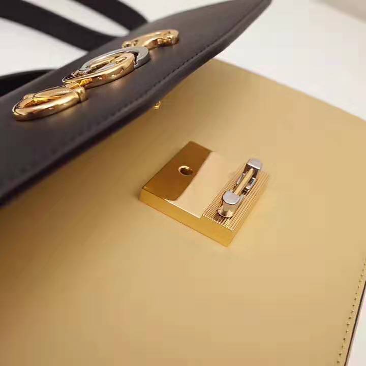Gucci GG Women Gucci Zumi Smooth Leather Small Shoulder Bag in Black and Beige Smooth Leather