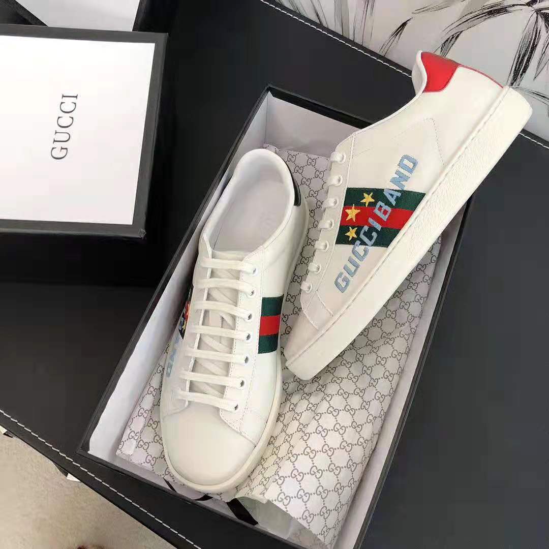 Gucci Unisex Ace Sneaker with Gucci Band-White