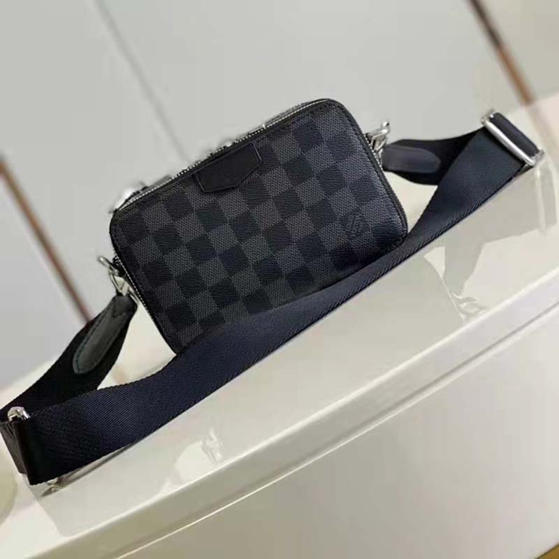 Louis Vuitton LV Unisex Alpha Wearable Wallet Damier Graphite Coated Canvas Cowhide