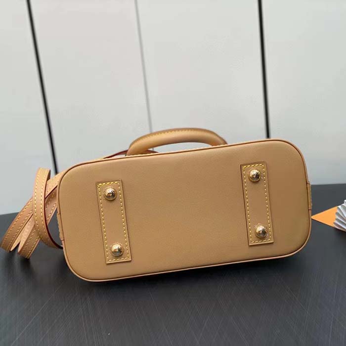 Louis Vuitton LV Women Alma BB Handbag Beige Ocher Monopaname Coated Canvas Cowhide Leather